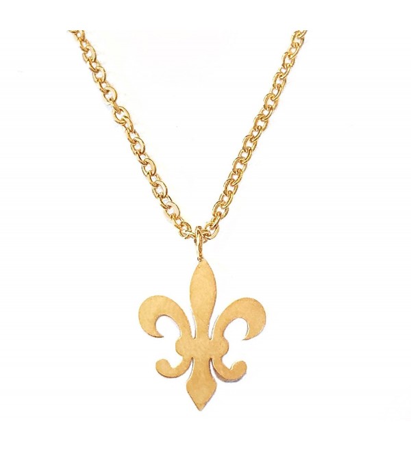 Altitude Boutique Fleur De Lis Pendant Necklace (Silver- Gold) - Gold - CU189206YAD