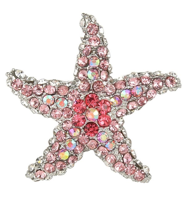 EVER FAITH Women's Austrian Crystal Dazzling Starfish Brooch Silver-Tone - Pink - C011BGDLOK7