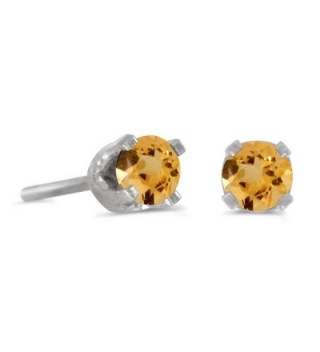 3 mm Petite Round Genuine Citrine Stud Earrings in 14k White Gold - C2115FZOLJD