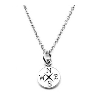 Sterling Silver Compass Pendant Necklace - Simple Compass - C412NAGXGGU