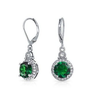 Bling Jewelry Simulated Green Emerald CZ Bridal Drop Earrings Rhodium Plated - CI11L908419