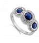 Simulated Sapphire Round Sterling Silver