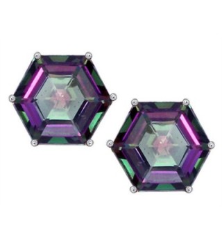 Star K Sterling Silver Fancy Octagon Cut Earring Studs - Mystic Quartz - CO12N21UQU1