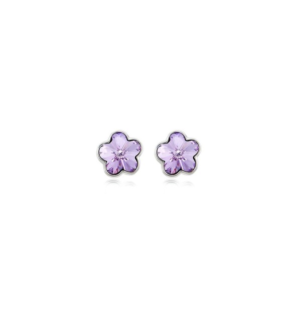 Daesar Gold Plated Earring for Women Earrings Crystal Flower Cubic Zirconia Earrings - Purple - CN188HRA8NK