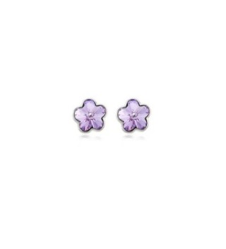 Daesar Gold Plated Earring for Women Earrings Crystal Flower Cubic Zirconia Earrings - Purple - CN188HRA8NK