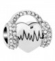Third Time Charm Music Electrocardiogram Charm Hear Heart Beat ECG Beads For Bracelets - White - C7188QOGLHO