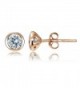 Sterling Silver Cubic Zirconia Bezel-Set Martini Stud Earrings - Rose Gold Flash Silver - CO12MN2NQBT