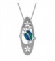 Sterling Silver Synthetic Blue Opal Turtle Surfboard Pendant Necklace- 16+2" Extender - C212I5HAXJN