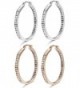 Jstyle 2 Pairs Stainless Steel Hoop Earrings for Women Girls Huggie CZ Earrings - B:40MM - CG187T72ZC6