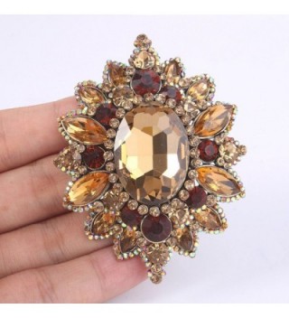 EVER FAITH Rhinestone Sunflower Gold Tone