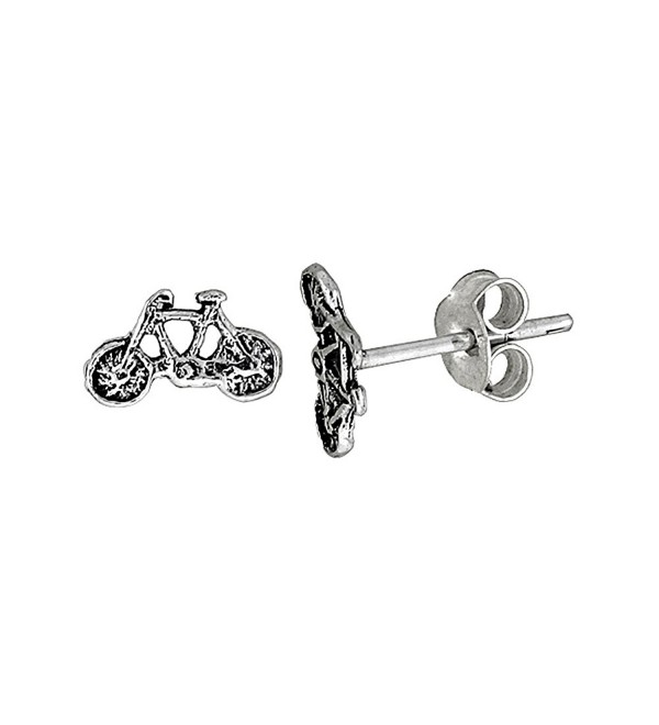 Tiny Sterling Silver Bicycle Stud Earrings 5/16 inch - C8111B2CKYH