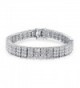 Bling Jewelry Sterling Silver 3 Row Classic CZ Tennis Bracelet - C9113AIW16L
