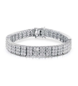 Bling Jewelry Sterling Silver 3 Row Classic CZ Tennis Bracelet - C9113AIW16L