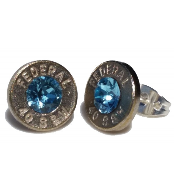 .40 S&W Bullet Earrings with Swarovski Aqua Crystal. Brand New! - CR11ZX94PRT