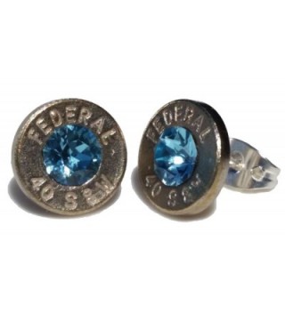 .40 S&W Bullet Earrings with Swarovski Aqua Crystal. Brand New! - CR11ZX94PRT