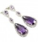 FC JORY Purple Amethyst Dangle Teardrop Crystal White Gold Plated CZ Bridal Earrings - CX122ET0E43