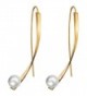Threader Earrings Simulation Pearl Earrings Dangle Drop for Women Unique - gold - C0188TU3M2E