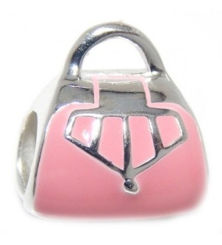 Pro Jewelry 925 Solid Sterling Silver Pink Purse Charm Bead - CG17XQ4W05X
