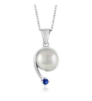 Blue Sapphire Cultured Freshwater Pearl 925 Sterling Silver Shooting Star Pendant - CJ12CJUSD45