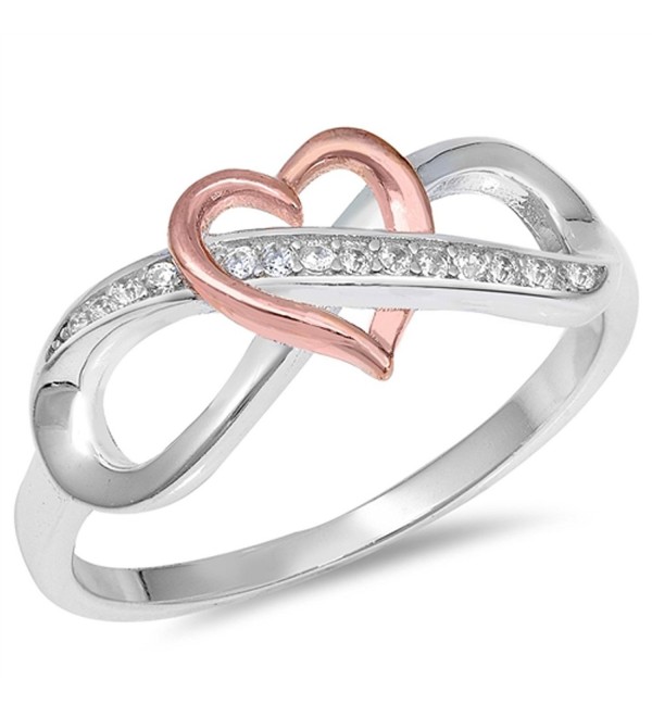 CHOOSE YOUR COLOR Sterling Silver Infinity Love Knot Heart Promise Ring - CV12O2O94C6