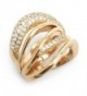 Sparkly Bride CZ Fashion Statement Ring Multi Rows Wide Band Gold Plated Women - CX12NA0R648
