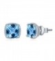 Sterling Genuine Fastened Birthstone Earrings - Blue Topaz - C2184H2LZSS