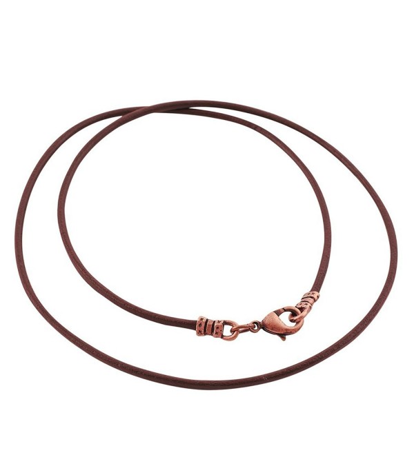Antique Copper 1.8mm Fine Brown Leather Cord Necklace - C4128N8K3DV