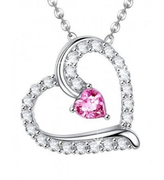 Anniversary Sapphire Swarovski Necklace Birthstone - Pink Sapphire Heart Pendant Necklace - CP1872Q8D8L