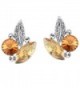 Neoglory Jewelry Platinum-plated Leaf Stud Post Earrings with Champagne Crystal - CD11B5W9GLN