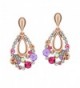 Neoglory Alloy Colorful Water Drop Earrings with Crystal- Christmas Gift - Pink - C311CLWZ4SZ