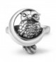 925 Oxidized Sterling Silver Owl Bird on Crescent Moon Band Ring Jewelry Size 6- 7- 8 - CZ1267R3O6N
