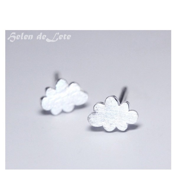 Helen de Lete Simple Frosted Cloud Thunder Storm Sterling Silver Stud Earrings - CB12NH2Z0LE