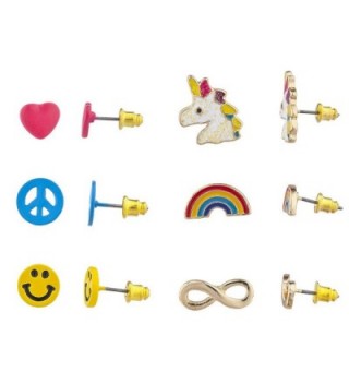 Lux Accessories Goldtone Unicorn Emoji Smiley Face Novelty Multi Earring Set 6PC - CT1864M460G