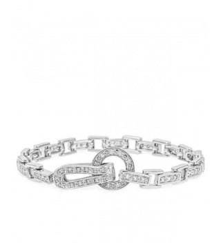 Genuine Rhodium Plated 7.25 Inch Bracelet with Round Cut Clear Cubic Zirconia - C7116FTMHBR