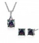 Multicolor Zirconia Pendant Necklace Earrings - CY188ZG0MRH