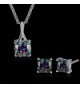 Multicolor Zirconia Pendant Necklace Earrings