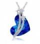 ANCREU "Heart of Ocean" 925 Sterling Silver Necklace Love Heart Pendant Necklaces for Women - 3. Blue - CA189T3ZRXW