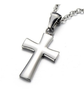 Small Unisex Cross Pendant Necklace for Men for Women Stainless Steel with 20 Inches Chain - CR11PD6OXA5