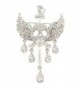 EVER FAITH Austrian Crystal Halloween Skull Bone Angle Wing Teardrop Brooch Pendant - Clear Silver-Tone - CC11OVZOZJT