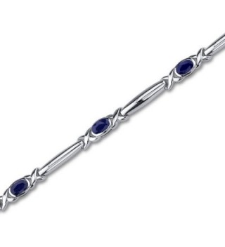 Created Sapphire Bracelet Sterling Silver Bezel Set - CY111PM8Y07
