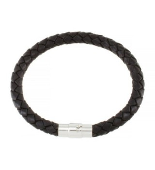 Magnetic 5mm Black Braided Leather Wrist Bracelet 6.5" BB0500BLK_MSP - C01165FC8FV