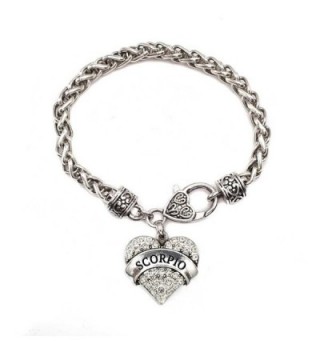 Scorpio Zodiac 1 Carat Classic Silver Plated Heart Clear Crystal Charm Bracelet Jewelry - CO11VDKSJ15