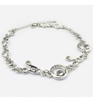 Clear Crystal Music Clef Note Musician Silver Plated Charm Bracelet - CQ11V8C9Q83