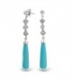 Bling Jewelry .925 Silver Art Deco Style Reconstituted Turquoise Drop Earrings - CO11B9MTTAV