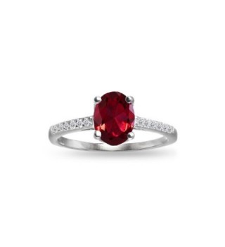 Sterling Silver Created Ruby and White Topaz Oval Crown Ring - CH1852RI3LO