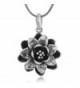 925 Oxidized Sterling Silver 3-D Antique Blooming Lotus Flower Detailed Pendant Necklace 18" - CY12NUJIJ04