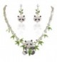 EVER FAITH Gold-Tone Panda Bamboo Necklace Earrings Set Clear w/ Green Austrian Crystal - CN11BGDLZBZ