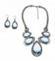 Graduated Teardrop Cabochon Stone BIB Necklace set Matching Earrings - Opal - CT129AXU4ZJ