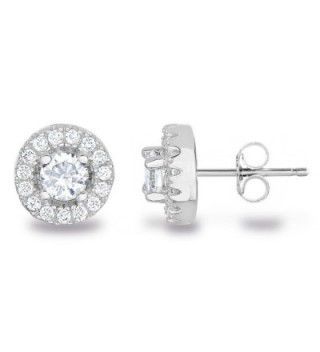 Sterling Silver Cubic Zirconia Classic Halo Stud Earrings AAA Quality - C7122JHHGGJ