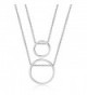 LILIE&WHITE Women Double Chain Through Circle Layer Pendant Necklace Fashion Jewelry - Imitation Rhodium - CB17YQIMCXS